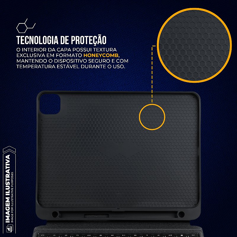 Capa para iPad de 10.9" e 11" com Teclado Bluetooth, Touchpad, ABNT2, Suporte para Caneta e Kickstand - Hybrid - Gshield