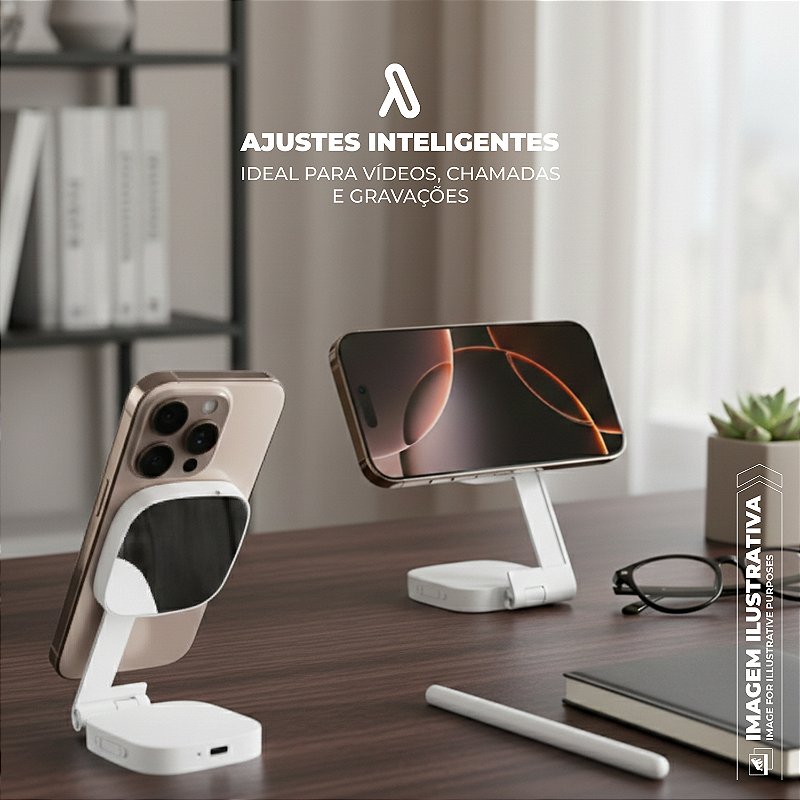 Ring Light Portátil com MagSafe - LED para Selfie, Vídeos e Chamadas, 3 Modos de Luz, Recarregável USB-C - Hybrid - Gshield