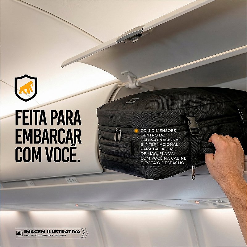 Mochila Mala de Mão Expansível para Viagem 38L com Compartimento Acolchoado para Notebook até 17'' Resistente à Água - Gshield - foto 5