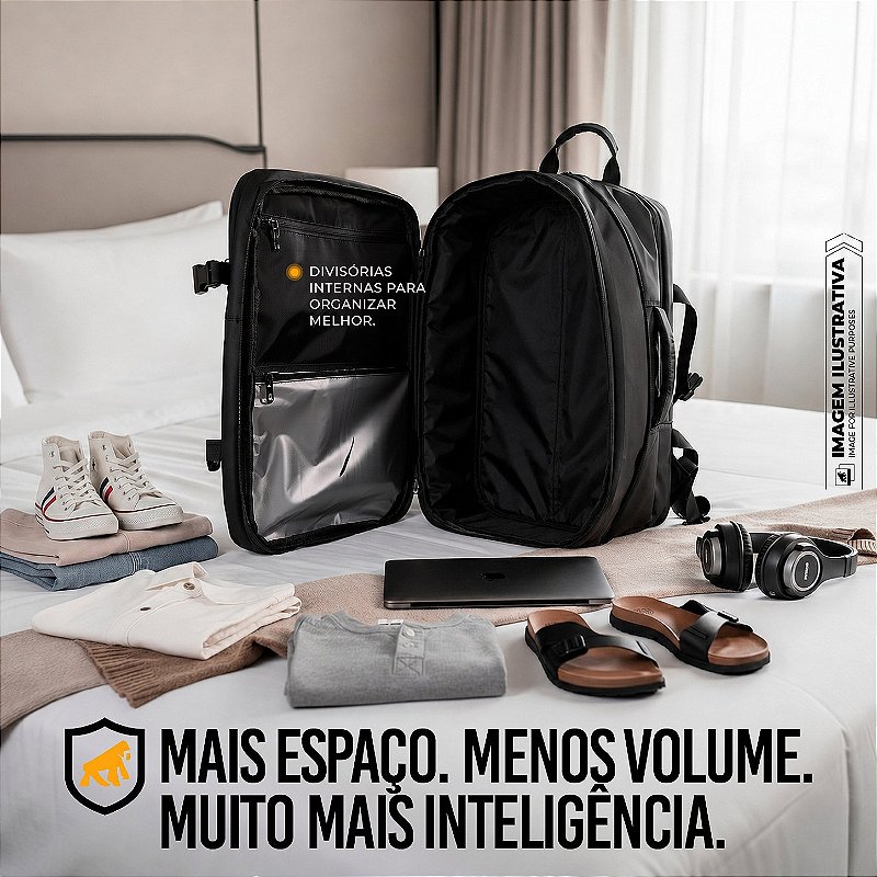 Mochila Mala de Mão Expansível para Viagem 38L com Compartimento Acolchoado para Notebook até 17'' Resistente à Água - Gshield - foto 8