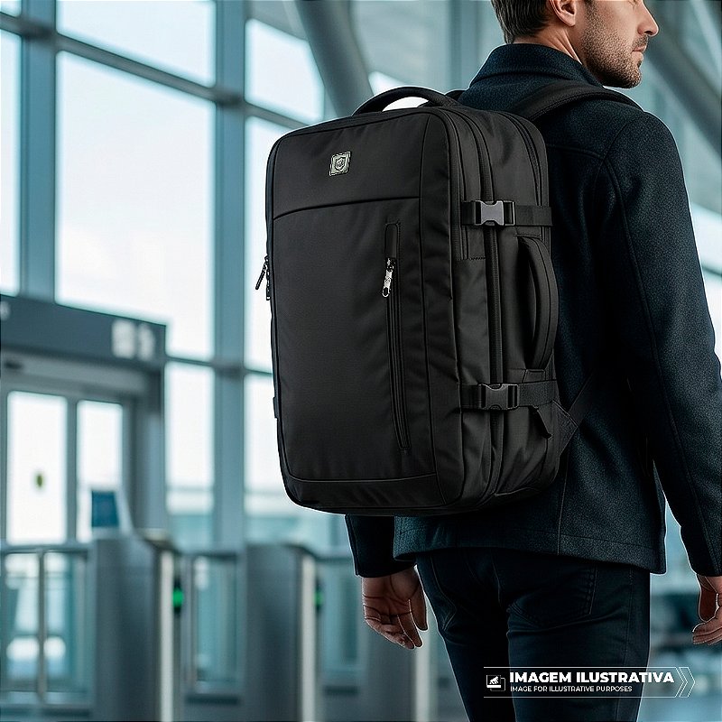 Mochila Mala de Mão para Viagem 38 Litros com Compartimento interno a Vácuo e Bomba de Sucção para Notebook até 17'' Expansível, Resistente à Água - Gshield - foto 7