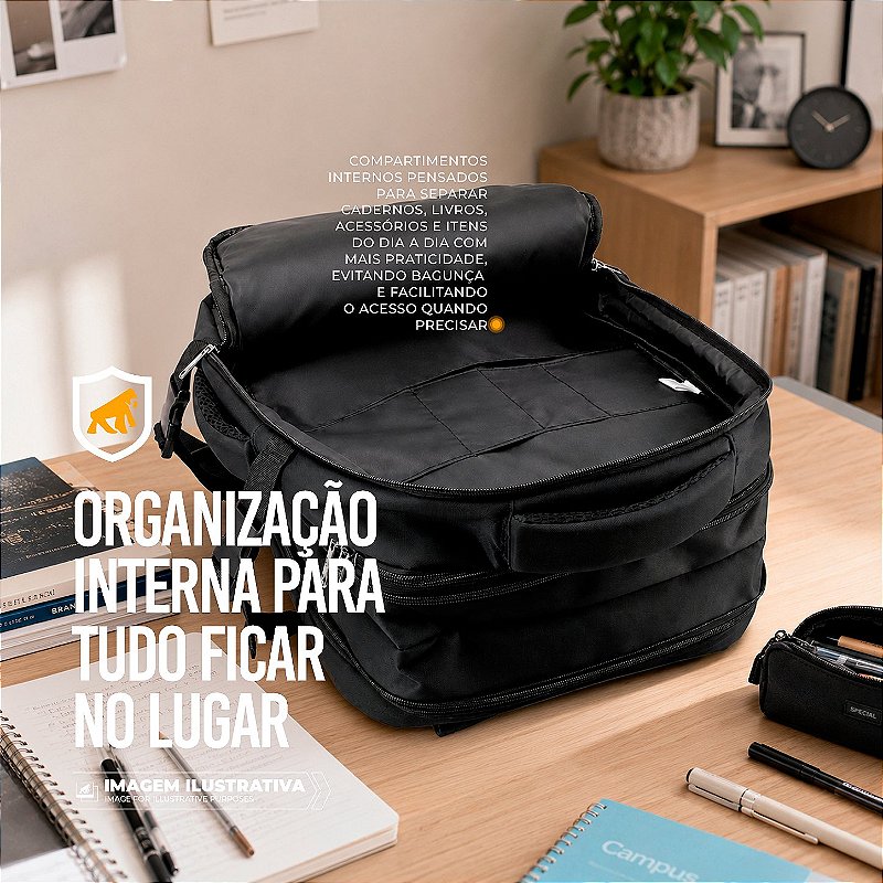 Mochila Bolsa de Viagem Impermeável 33L Expansível com Compartimento Acolchoado para Notebook até 17'' - Symetric - Gshield - foto 6