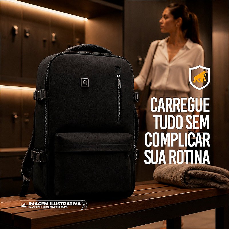 Mochila Bolsa de Viagem Impermeável 33L Expansível com Compartimento Acolchoado para Notebook até 17'' - Symetric - Gshield - foto 10
