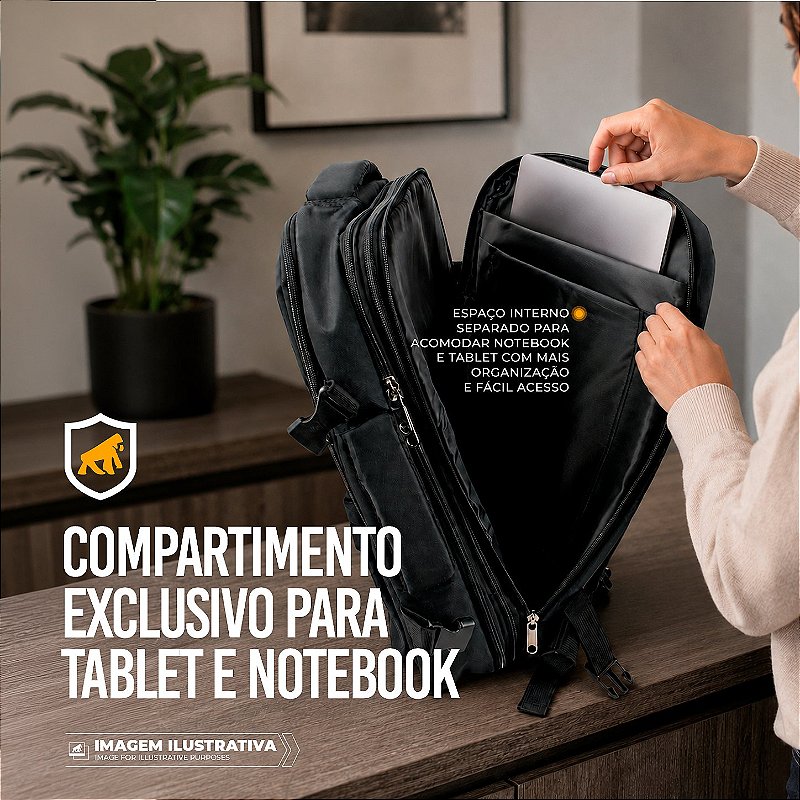 Mochila Bolsa de Viagem Impermeável 33L Expansível com Compartimento Acolchoado para Notebook até 17'' - Symetric - Gshield - foto 8