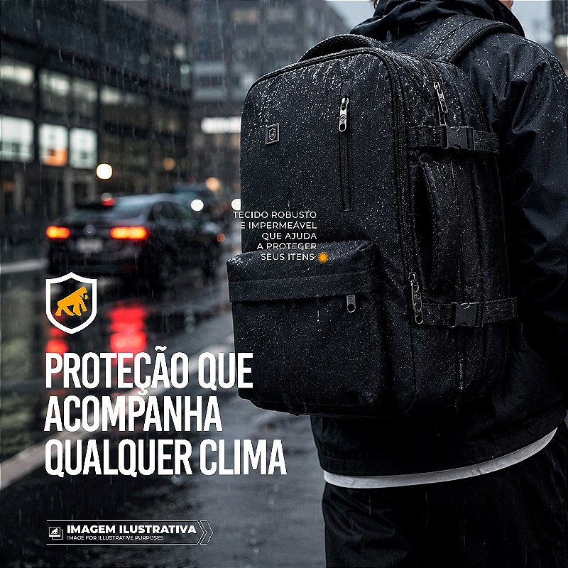 Mochila Bolsa de Viagem Impermeável 33L Expansível com Compartimento Acolchoado para Notebook até 17'' - Symetric - Gshield - foto 3