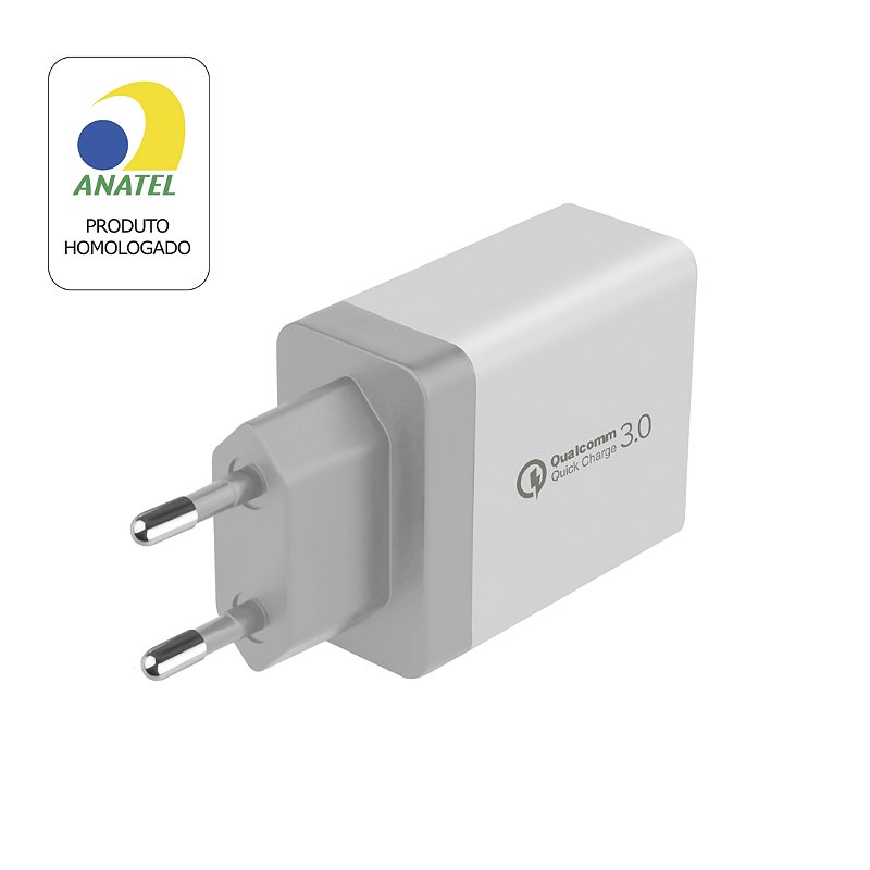 Carregador Turbo Triplo USB-A até 18W - Branco - Gshield