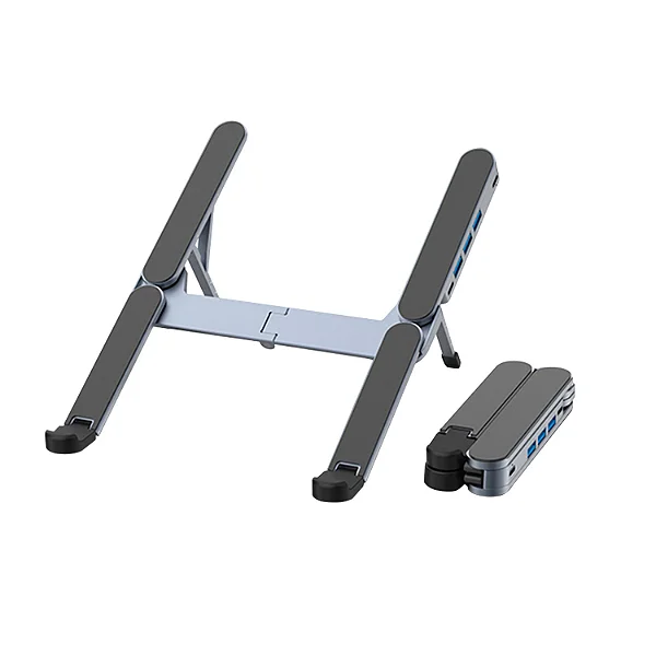 Kit Suporte Dobrável p/ Notebook com Hub USB + Cabo Flat Tipo C 1,2M – Gshield - foto 2