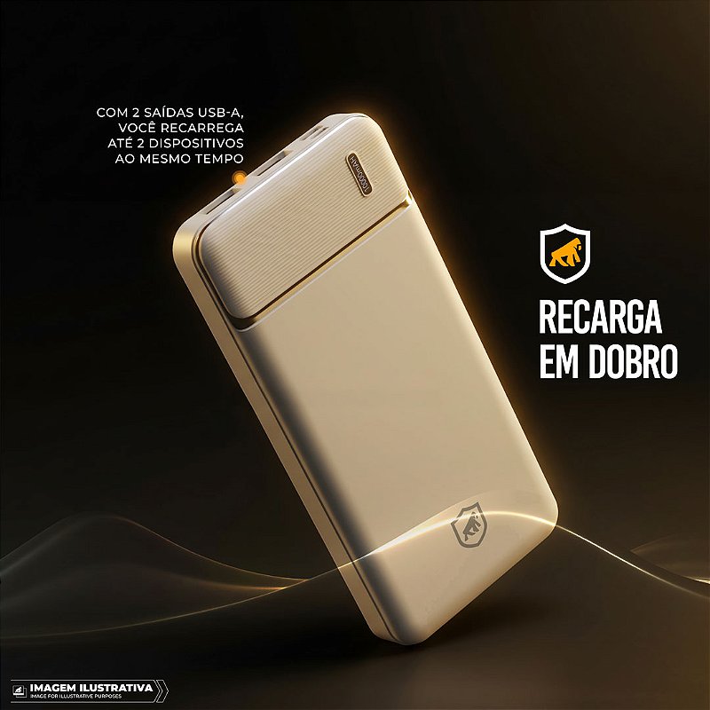 Carregador Portátil Armor - 10.000mAh - Branco - Gshield - foto 2