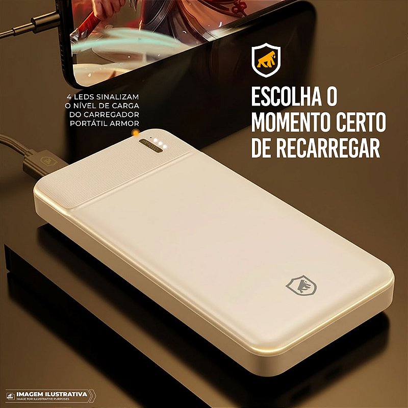 Carregador Portátil Armor - 10.000mAh - Branco - Gshield - foto 4