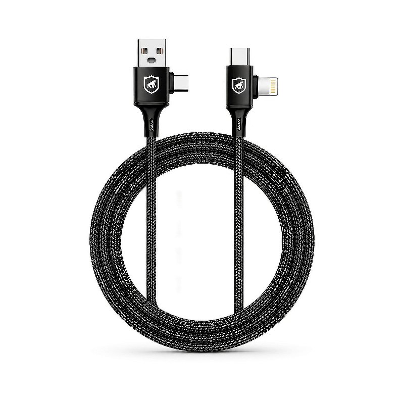 Cabo 4 em 1 - Carregamento Rápido 65W - USB-A, USB-C/Tipo-C e Lightning, Preto - 1M - Discovery - Gshield - foto 2
