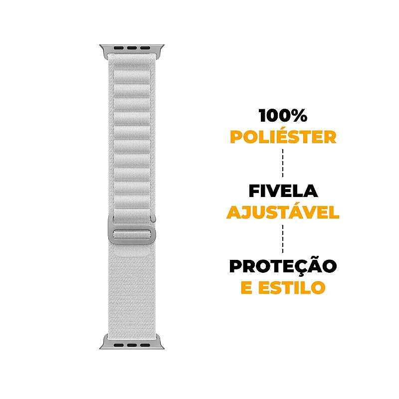 Pulseira Alpina Loop para Apple Watch 42 / 44 / 45 / 49 MM - Branca - Gshield