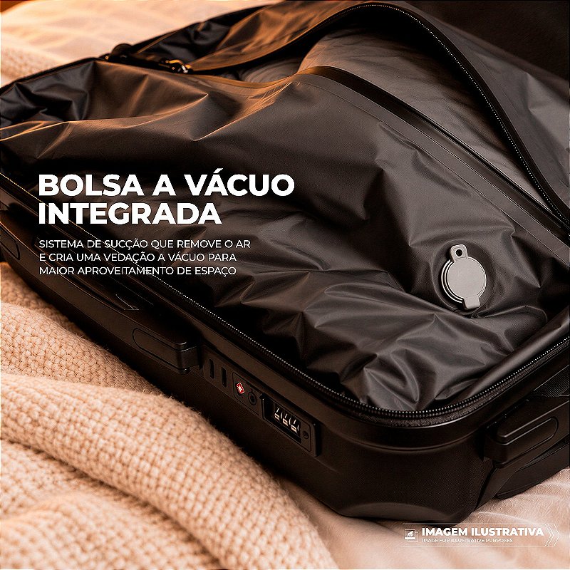 Mala de Viagem Média 24" Expansível 84L com Sistema de Sucção a Vácuo Integrado, Mini Bomba Automática, Alça Ajustável e Cadeado Padrão TSA - Survivor - Gshield - foto 8