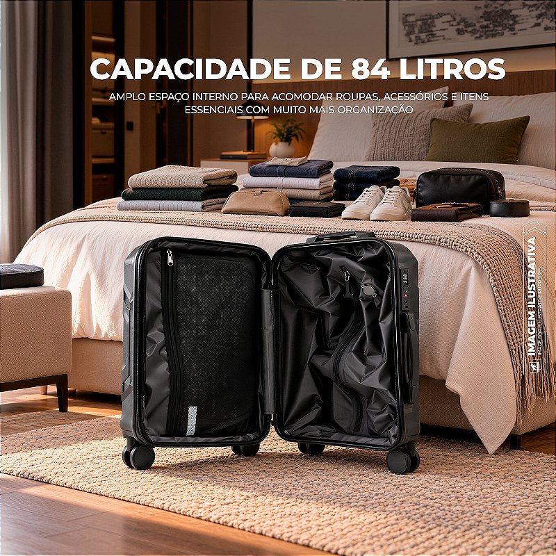 Mala de Viagem Média 24" Expansível 84L com Sistema de Sucção a Vácuo Integrado, Mini Bomba Automática, Alça Ajustável e Cadeado Padrão TSA - Survivor - Gshield - foto 3