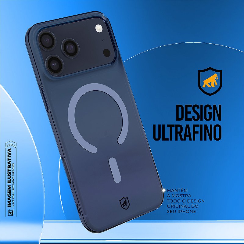 Capa para iPhone 17 Pro Max - Crystal Slim Magsafe - NÃO AMARELA - Azul - Gshield