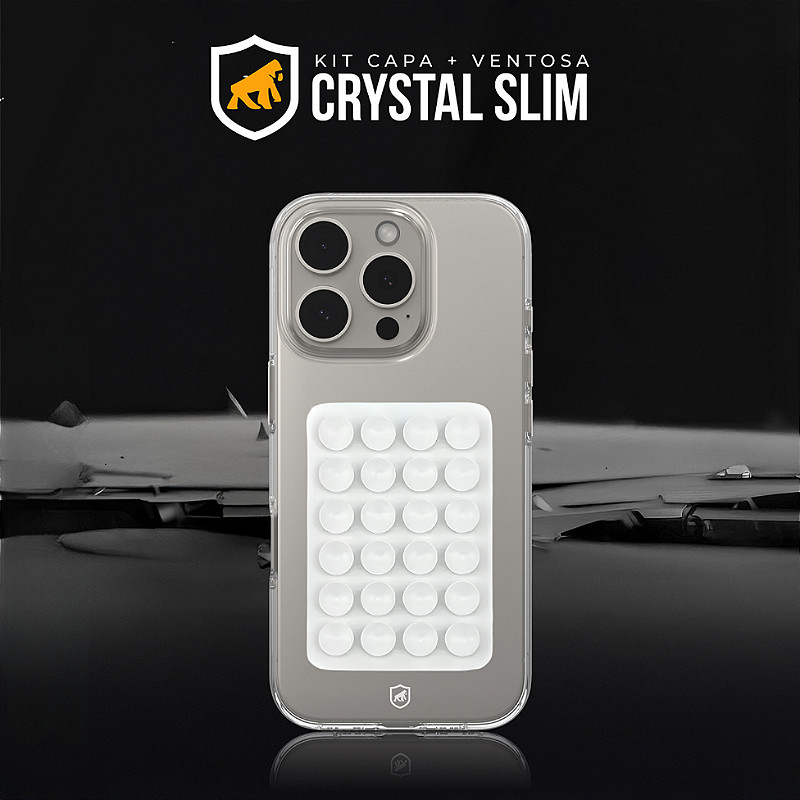 Kit Capa Crystal Slim para iPhone 13 Pro +  Ventosa - Branca - Gshield