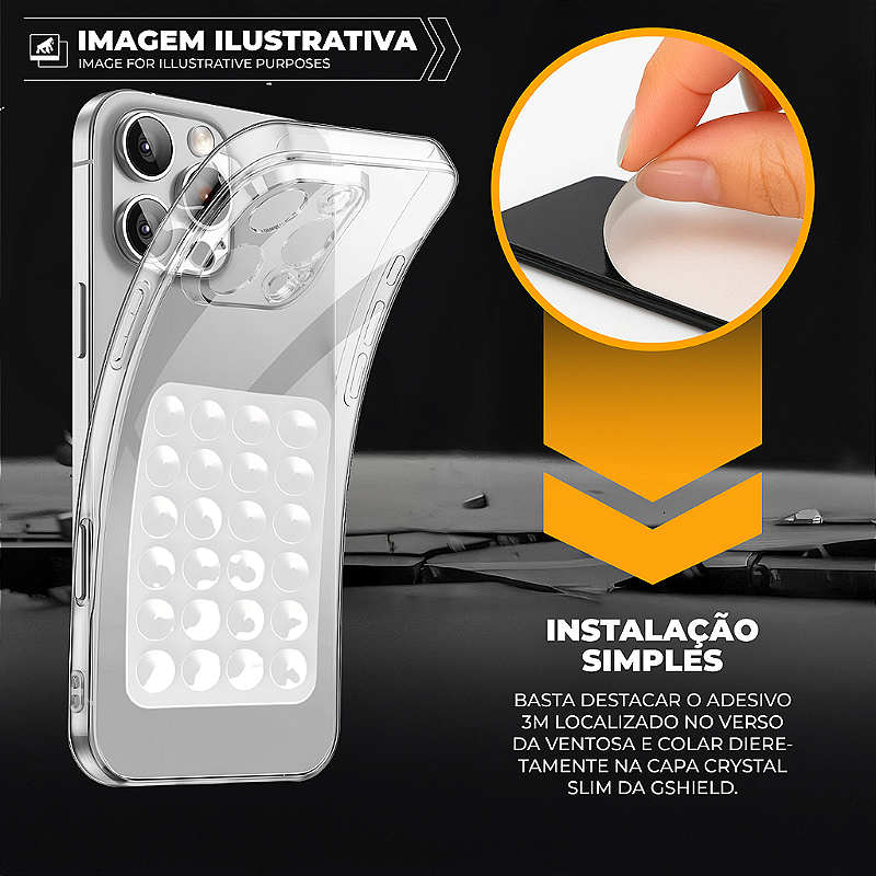 Kit Capa Crystal Slim para iPhone 14 Pro Max +  Ventosa - Branca - Gshield