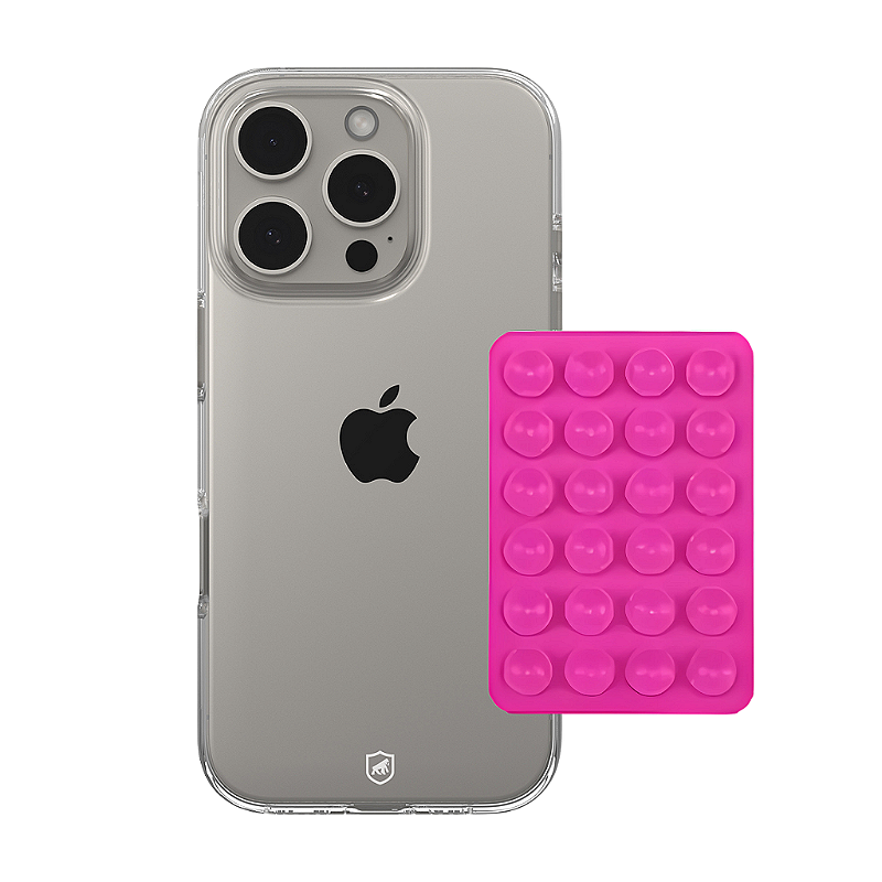 Kit Capa Crystal Slim para iPhone 14 Pro +  Ventosa - Rosa - Gshield