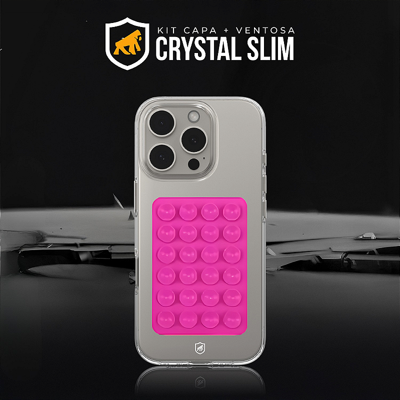 Kit Capa Crystal Slim para iPhone 12 Pro Max +  Ventosa - Rosa - Gshield