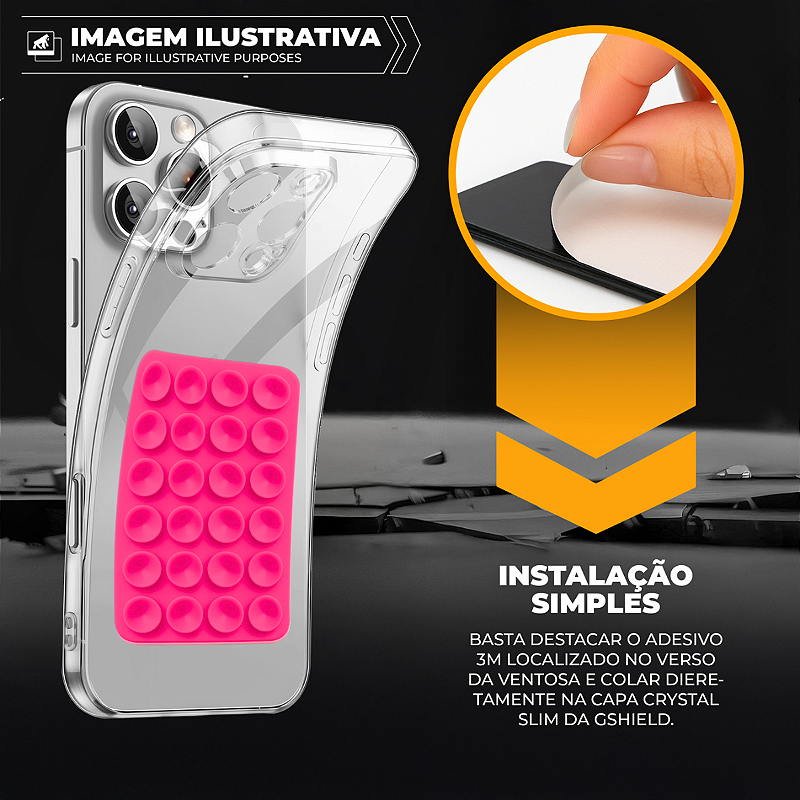 Kit Capa Crystal Slim para iPhone 12 Pro Max +  Ventosa - Rosa - Gshield