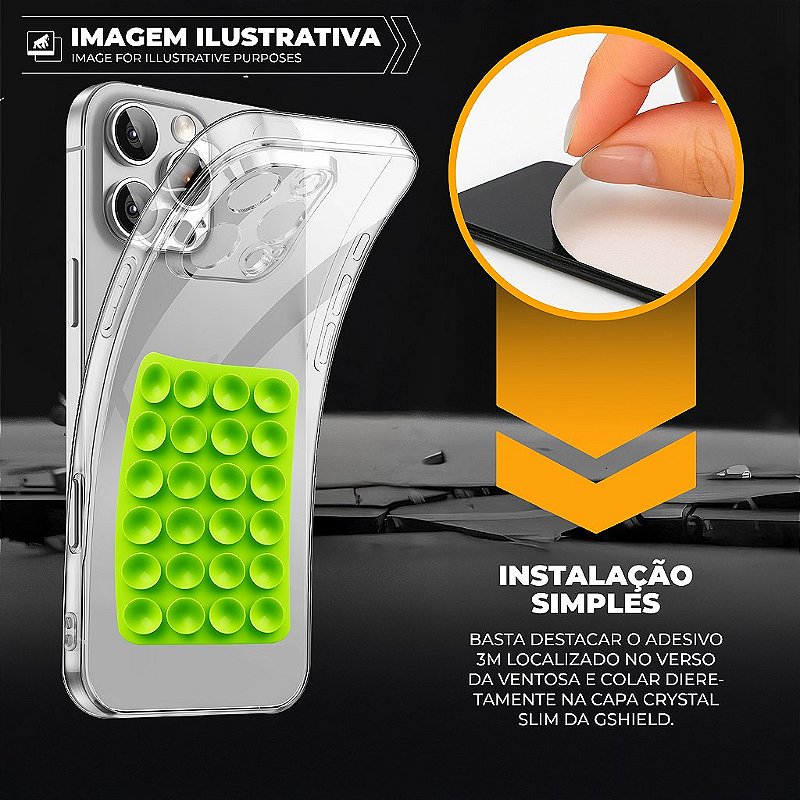Kit Capa Crystal Slim para iPhone 13 Pro +  Ventosa - Verde - Gshield