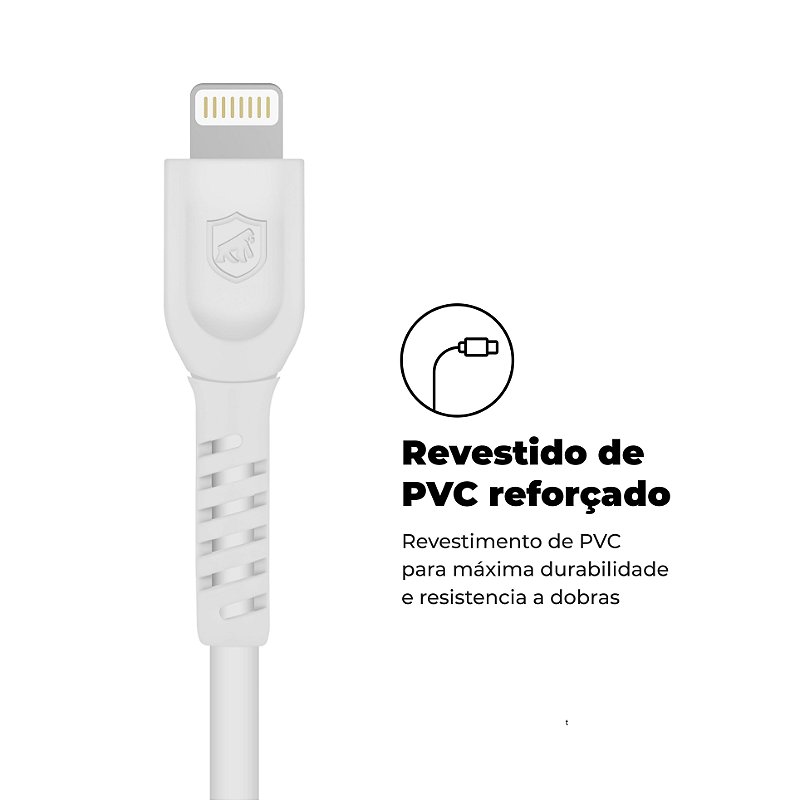 Cabo Dual Shock ( iPhone / iPad ) Lightning / Type C - Branco - 1,2m (MFI Homologado) - Gshield - foto 2