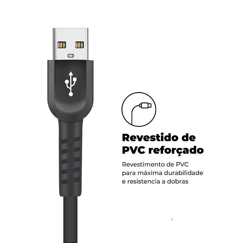 Cabo Dual Shock Tipo C / USB-A - Preto - 1,2m - Gshield