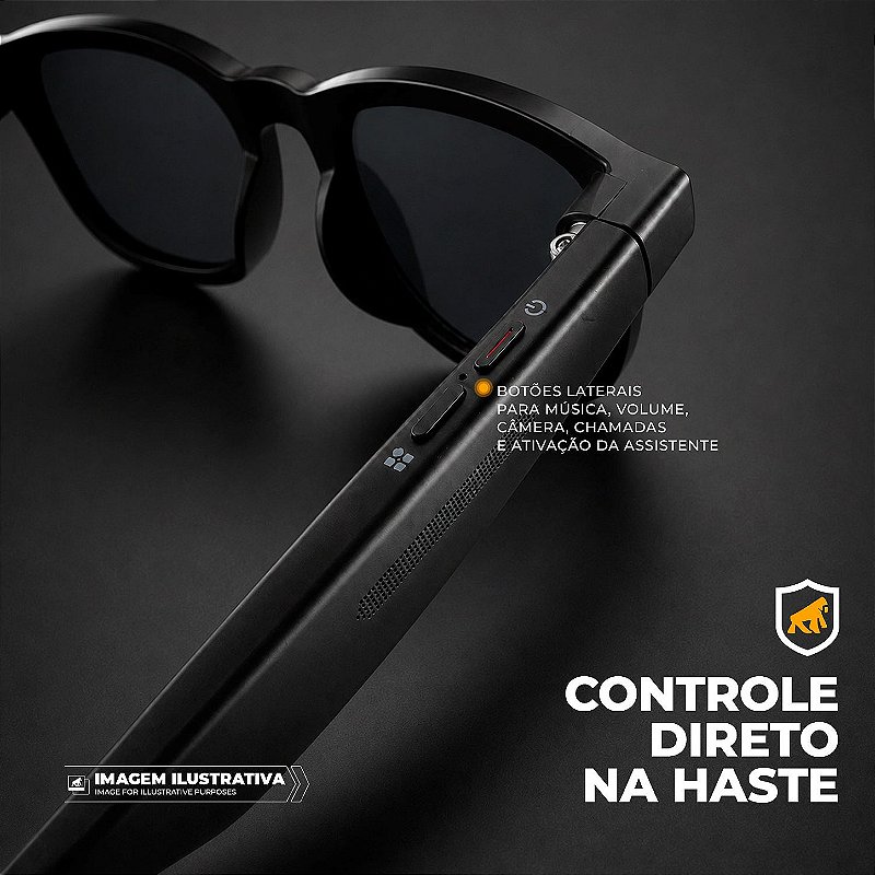 Óculos Inteligentes Vision Armor 32GB com IA, Câmera 8MP, Tradução Simultânea, Áudio Open-Ear e Bluetooth 5.4 - Preto - Gshield - foto 9