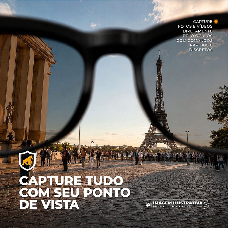 Óculos Inteligentes Vision Armor 32GB com IA, Câmera 8MP, Tradução Simultânea, Áudio Open-Ear e Bluetooth 5.4 - Preto - Gshield - foto 3