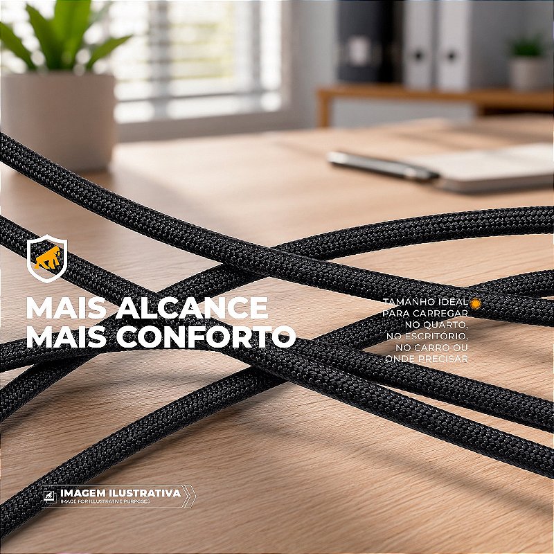 Cabo Multifuncional 3 em 1 Tipo C/ Tipo C 1.2 metros Carregamento até 240W com Lanterna LED e Acendedor Elétrico - Hydra - Gshield - foto 6