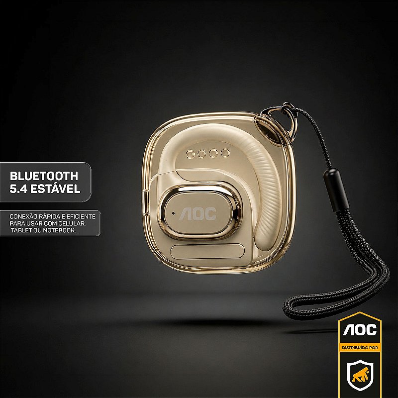 Fone Auricular Open-Ear Clip Earbuds Bluetooth 5.4 Sem fio com Alcance até 10 metros + Case Compacta com Alça - Branco - AOC - foto 3