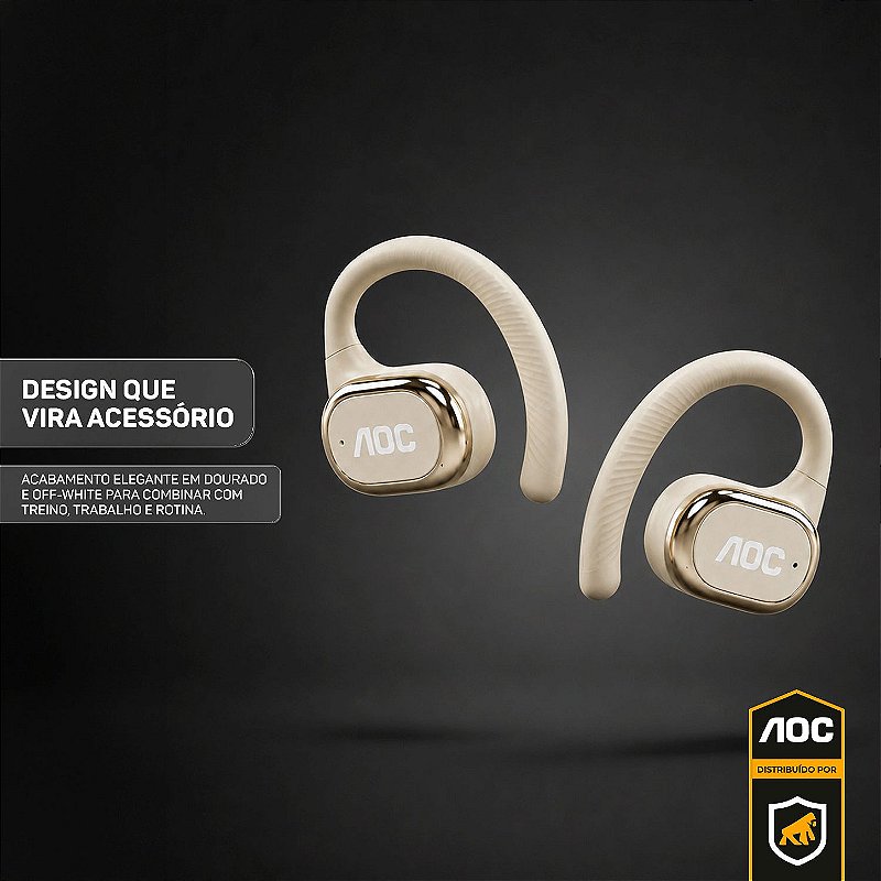 Fone Auricular Open-Ear Clip Earbuds Bluetooth 5.4 Sem fio com Alcance até 10 metros + Case Compacta com Alça - Branco - AOC - foto 2