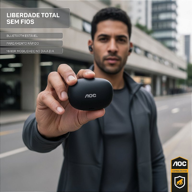 Fone Bluetooth 5.3 Sem Fio Ergonômico, Alcance até 10m e Microfone Integrado - Preto - AOC - foto 5