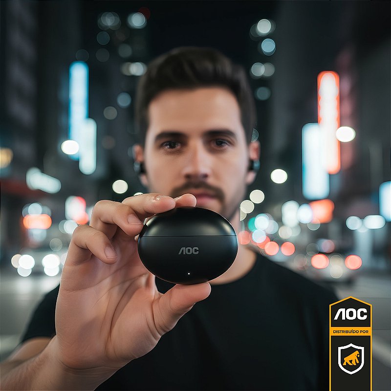 Fone de Ouvido Bluetooth 6.0 Earbuds TWS Sem Fio com Estojo Carregador, Microfone e Controle Touch - Preto - AOC - foto 6