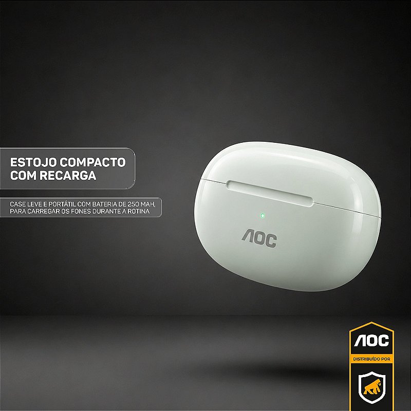 Fone de Ouvido Bluetooth Earbuds Pro V5.4 com Estojo de Recarga, Baixa Latência e Tradução por IA- Branco - AOC - foto 3