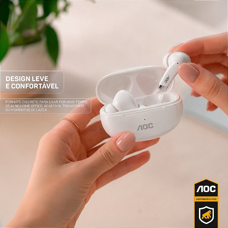 Fone de Ouvido Bluetooth Earbuds Pro V5.4 com Estojo de Recarga, Baixa Latência e Tradução por IA- Branco - AOC - foto 5