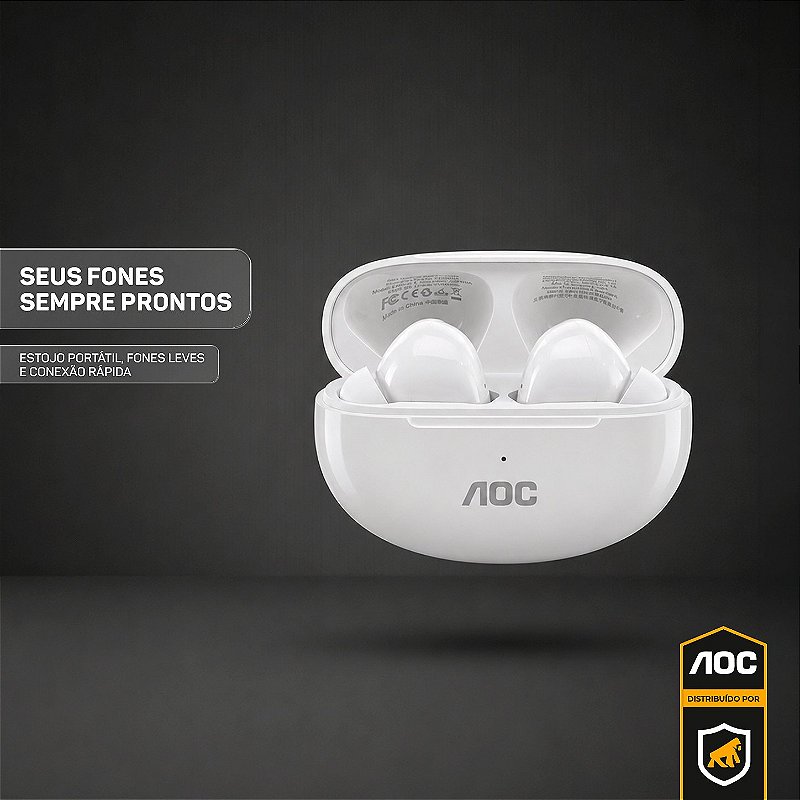 Fone de Ouvido Bluetooth Earbuds Pro V5.4 com Estojo de Recarga, Baixa Latência e Tradução por IA- Branco - AOC - foto 4