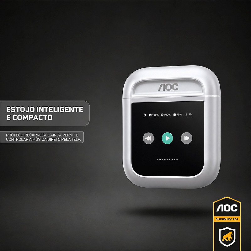 Fone Bluetooth com Visor Touch LED, Controle de Música, Bateria de Longa Duração e Estojo Inteligente – Branco - AOC - foto 7