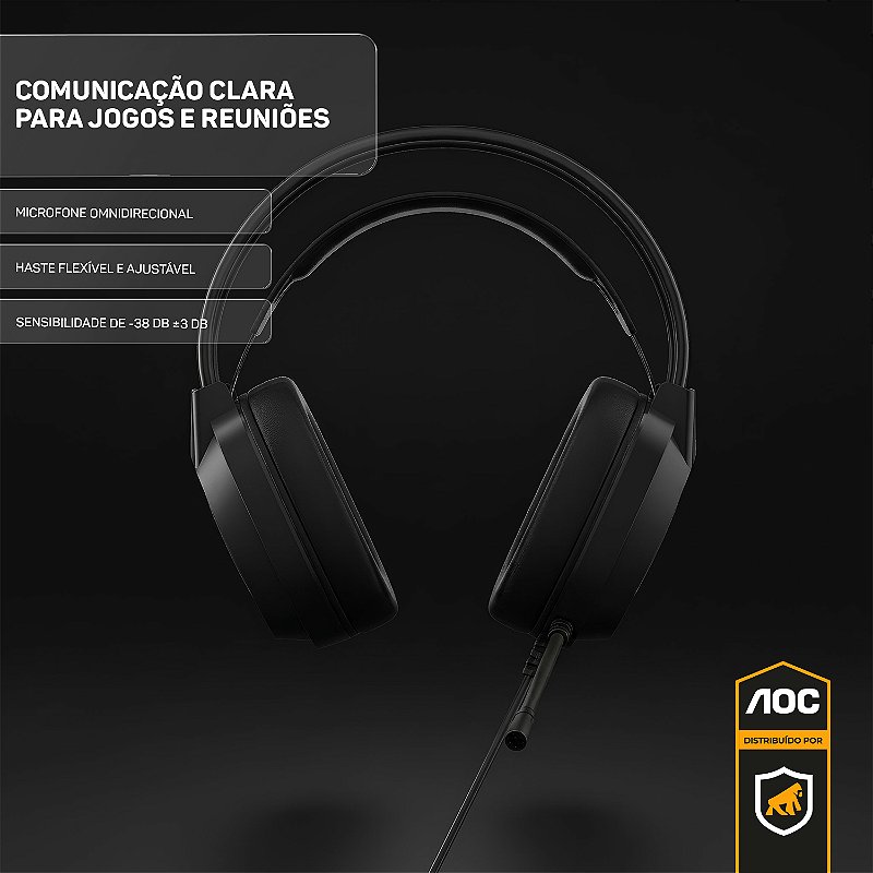 Headset Gamer USB 2.0 com Microfone, RGB, Som Imersivo e Conforto Premium – Preto - AOC - foto 3