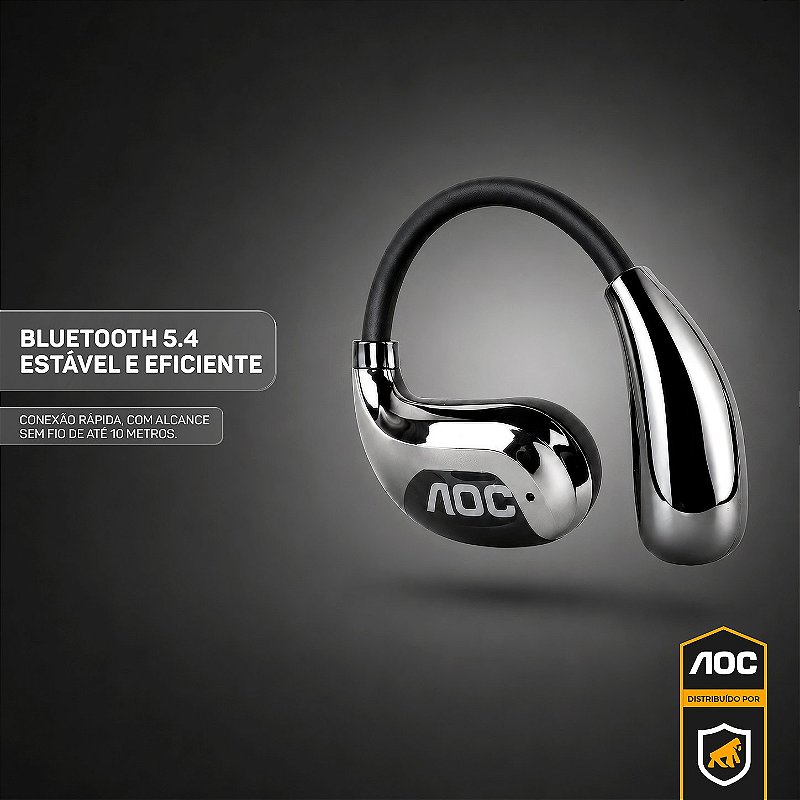 Fone Auricular Open-Ear Clip Earbuds Bluetooth 5.4 Open Stereo Sem Fio com Alcance até 10 metros, Baixa Latência, Tradução Simultânea por IA e Microfone Integrado - Preto - AOC - foto 3