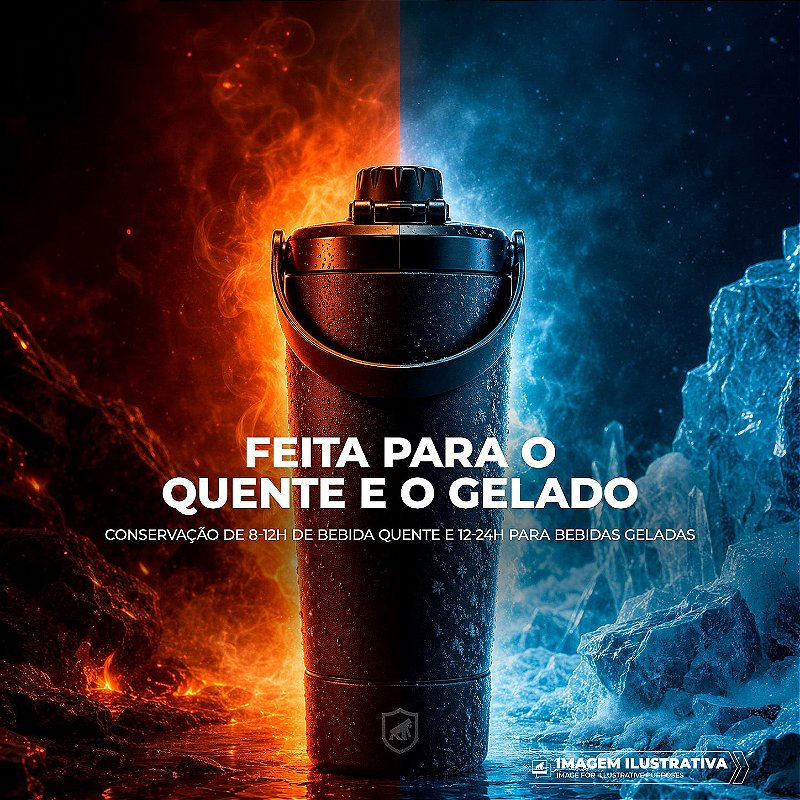 Coqueteleira Térmica Armor 600ml com Tela Antigrumos, Compartimento para Whey e Alça para Transporte - Preta - Gshield - foto 3