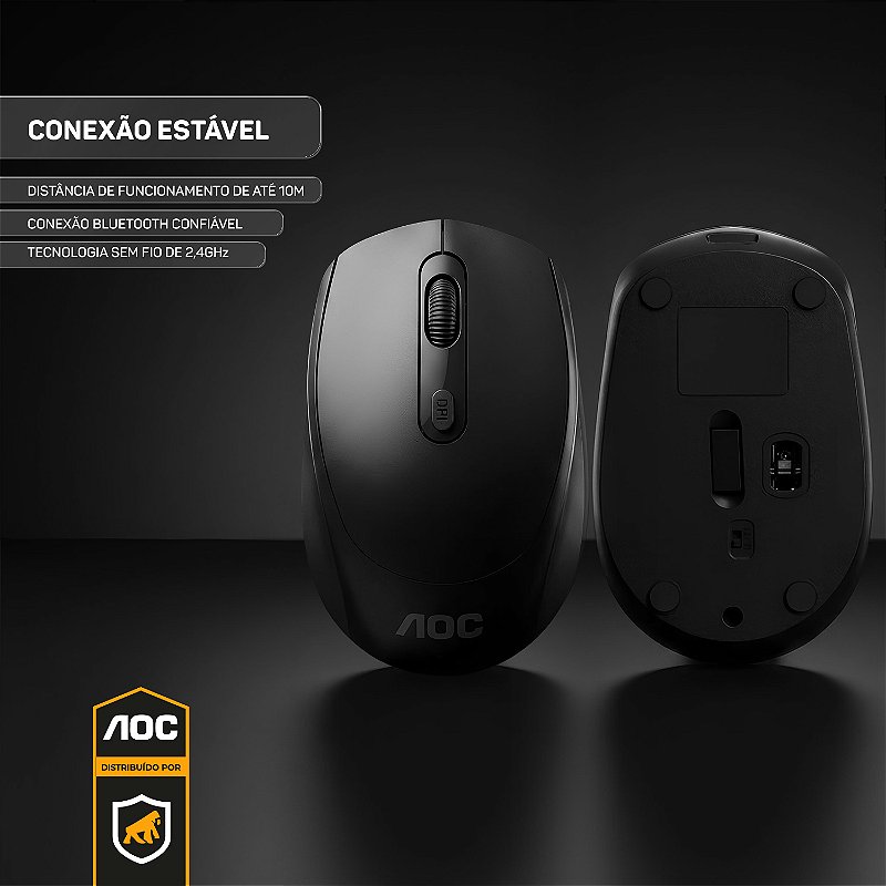 Mouse Sem Fio 2.4GHz com DPI Ajustável e Conexão USB - Preto - AOC - foto 2
