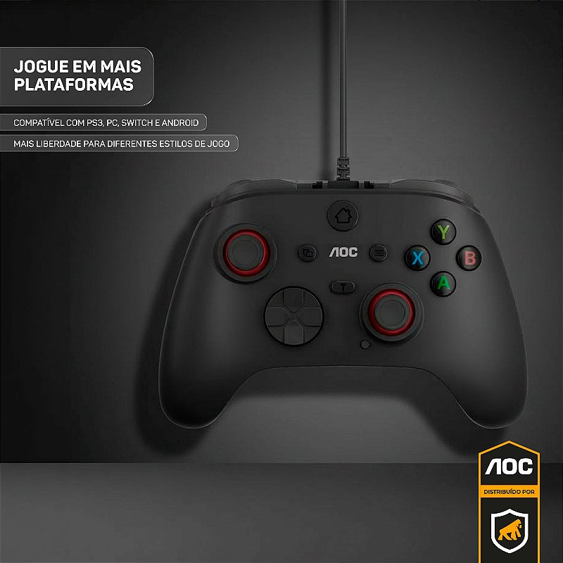 Controle Gamer com Fio USB para PC Joystick Ergonômico com Vibração Alta Precisão Plug and Play - AOC - foto 9