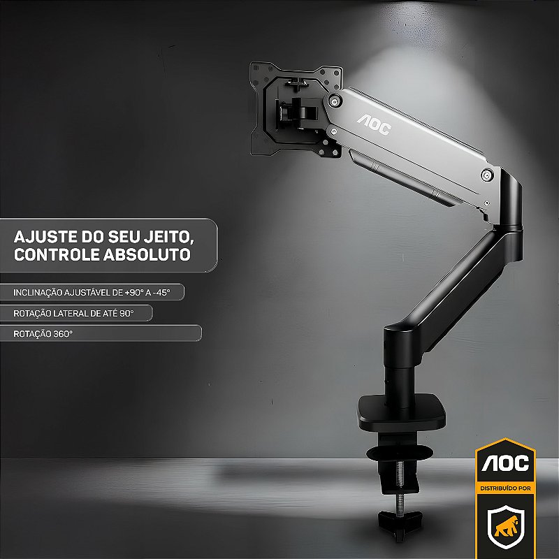 Suporte de Mesa Articulado para Monitor 15” a 32” até 9kg VESA - Preto - AOC - foto 4