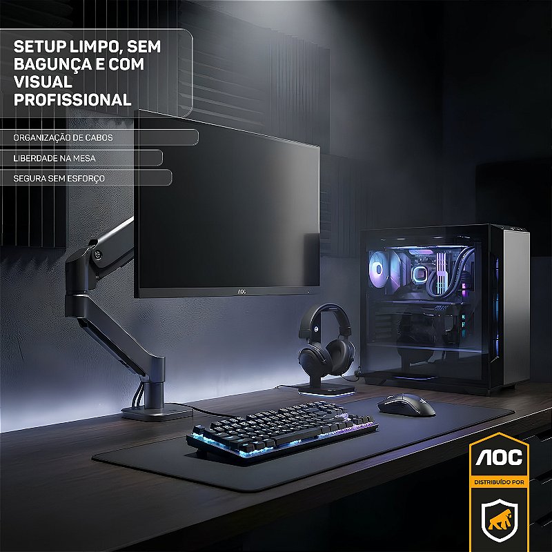 Suporte de Mesa Articulado para Monitor 15” a 32” até 9kg VESA - Preto - AOC - foto 6