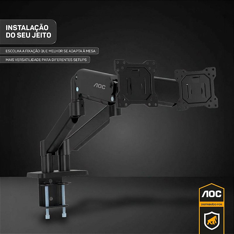 Suporte de Mesa Articulado para 2 Monitores 15” a 32” VESA - Preto - AOC - foto 7