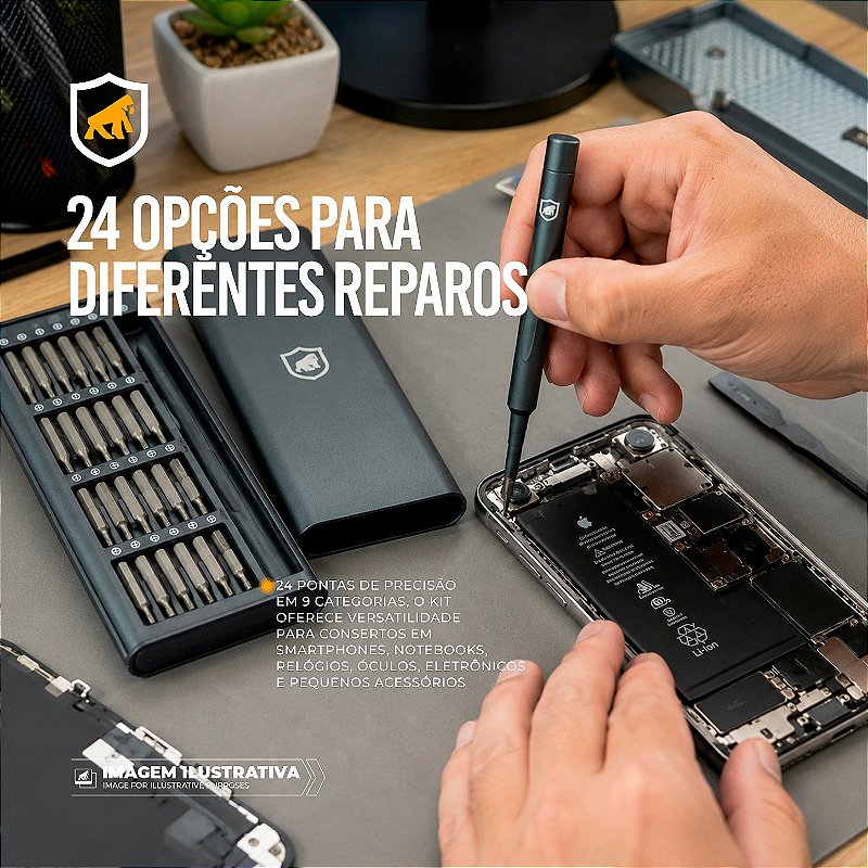 Conjunto Estojo Magnético Chaves de Precisão Armor para Reparos - 24 Peças  - Gshield - foto 2
