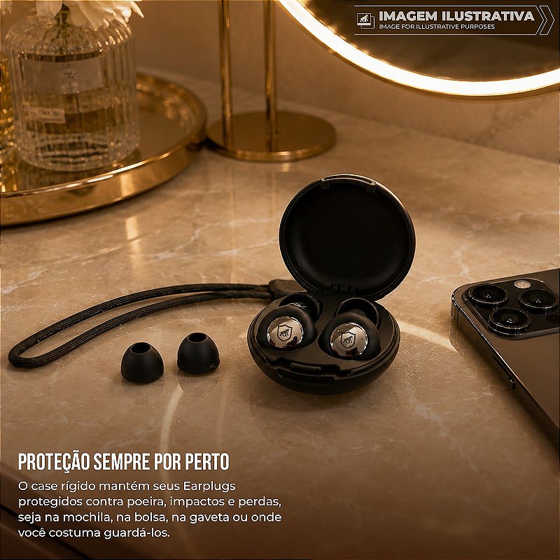 Tampão de Ouvido Earplugs Shield Calm para Proteção Auricular com Tubo de Filtro Acústico e Redução de Ruído - Preto - Gshield