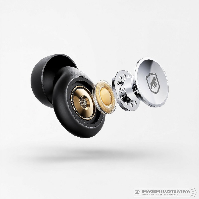 Tampão de Ouvido Earplugs Shield Calm para Proteção Auricular com Tubo de Filtro Acústico e Redução de Ruído - Preto - Gshield