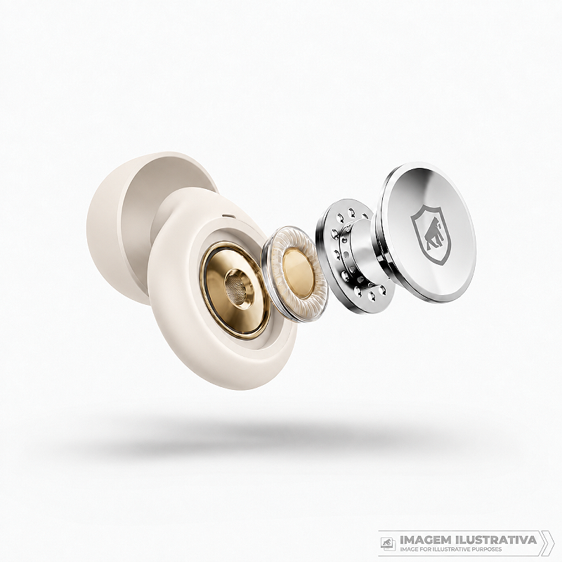 Tampão de Ouvido Earplugs Shield Calm para Proteção Auricular com Tubo de Filtro Acústico e Redução de Ruído - Off-white - Gshield