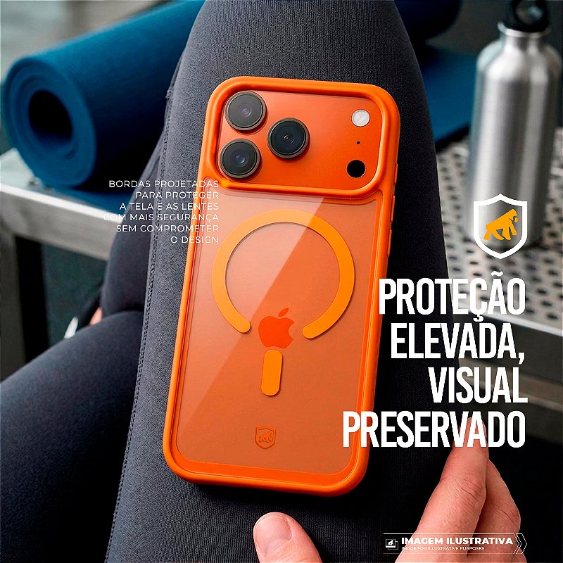 Capa para iPhone 17 Pro - Magsafe Wave Transparente - Laranja - Gshield - foto 5